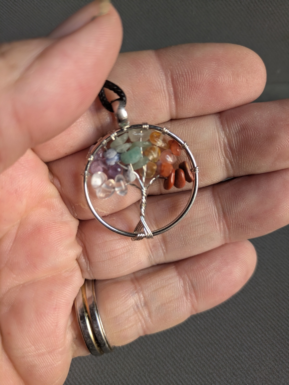 Tree of Life Multi-Color Gemstone Pendant Necklace